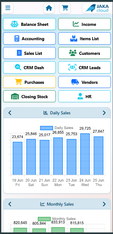 JAKA Mobile POS Dashboard